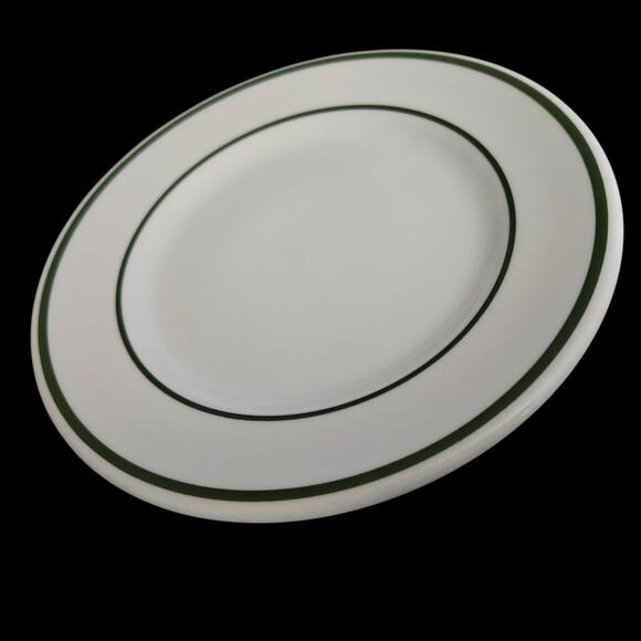 Lawrence Vitrified China 6.25" Plates Set of 3 Green Band Restaurant Ware USA - Picture 1 of 4